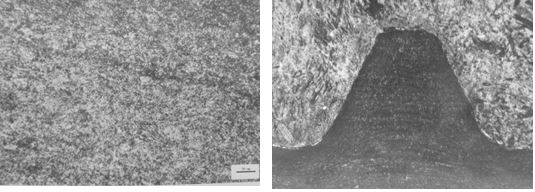 圖11-136 斷裂螺栓金相組織 圖11-137螺栓牙頂牙底金相組織 圖11-136 斷裂螺栓金相組織 圖11-137螺栓牙頂牙底金相組織